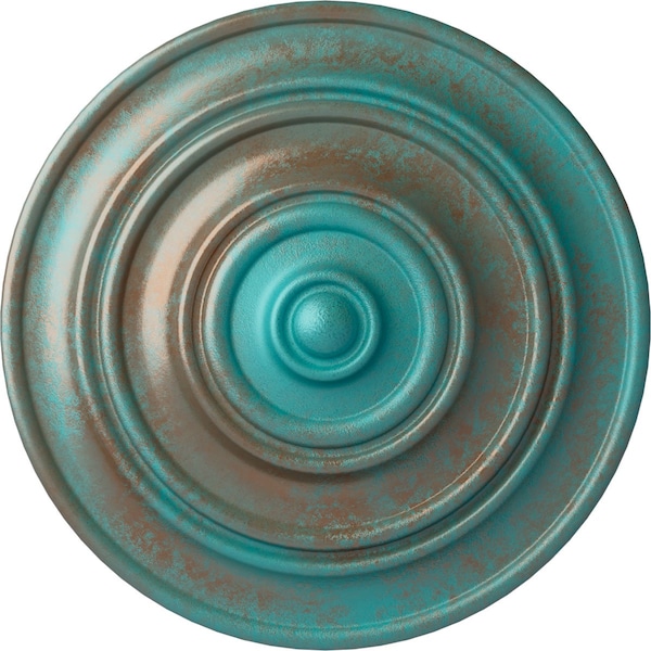 Ekena Millwork Classic Ceiling Medallion (Fits Canopies up to 4 1/8"), 13 1/4"OD x 1/2"P, Copper Green Patina CM13CLCGS - main